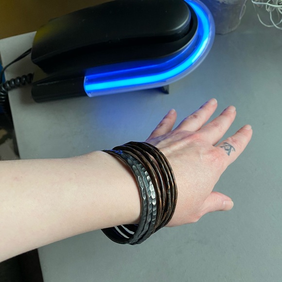 SOLD LOT Free People Gypsy Sterling Copper Bangle Bracelets goth punk grunge 90s - Picture 7 of 9